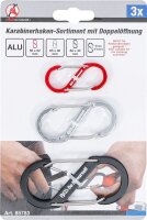 Karabinerhaken-Sortiment mit Doppelöffnung | Aluminium | 3-tlg.