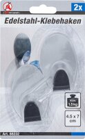 Edelstahl-Klebehaken | 45 x 70 mm | 1,5 kg | 2-tlg.